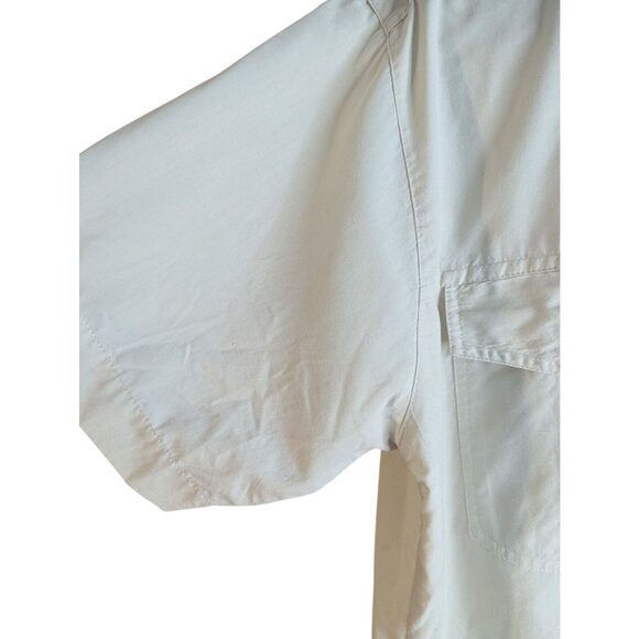 VTG Womens Shirt Sz M Beige Button Up Pockets Grunge Skater Y2K Old School Retro - Picture 3 of 9